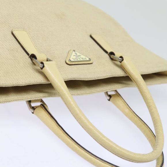 PRADA Hand Bag Canvas Beige Auth ep4722 - Picture 14 of 16